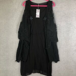 Pretty Angel sheer lace tunic/dress & Cover up kimono witchy goth lagenlook